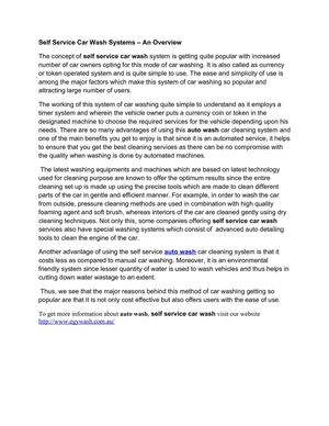 Self Service Car Wash Systems – An Overview  