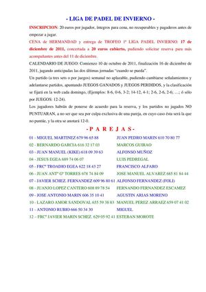 Liga De Padel De Invierno