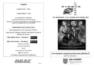 programme du 12 au 18 octobre 2011 cinema lumiere  - nogent sur seine