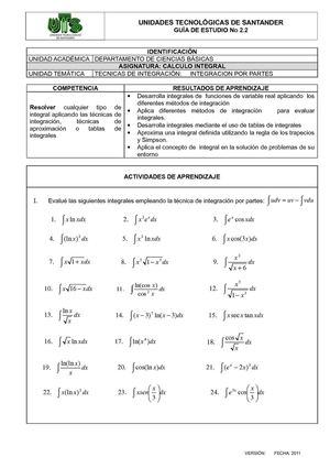  INTEGRACIÓN POR PARTES.