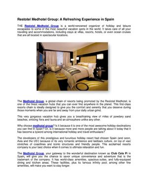 Restotel Medhotel Group A Refreshing Experience in Spain
