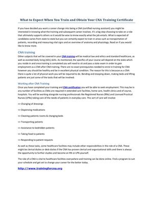 What to Expect When You Train and Obtain Your CNA Training Certificate 