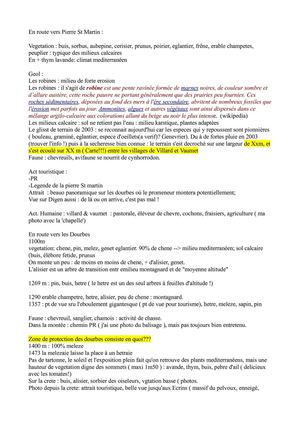 Etude de cas:Les Dourbes, formation tourisme durable : Notes d'Anaëlle