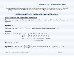 Operaciones con Expresiones Algebraicas