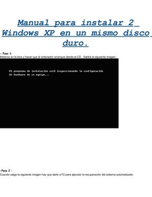 Cómo instalar 2 Windows XP en un mismo disco duro