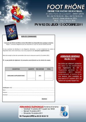 PV 63 du jeudi 13 octobre 2011