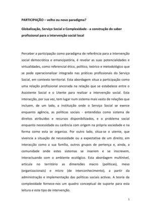 Texto de apoio à reflexão sobre a PARTICIPAÇÃO