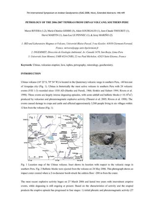 PETROLOGY OF THE 2006-2007 TEPHRAS FROM UBINAS VOLCANO, SOUTHERN PERU