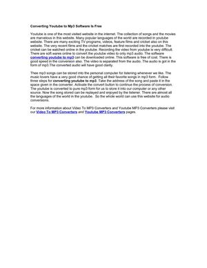 Converting Youtube to Mp3 Software Is Free