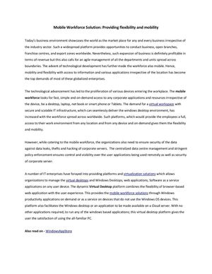 Mobile Workforce Solution: Providing flexibility and mobility