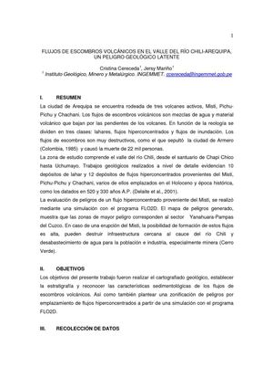 FLUJOS DE ESCOMBROS VOLCÁNICOSENELVALLEDELRÍOCHILI- AREQUIPA