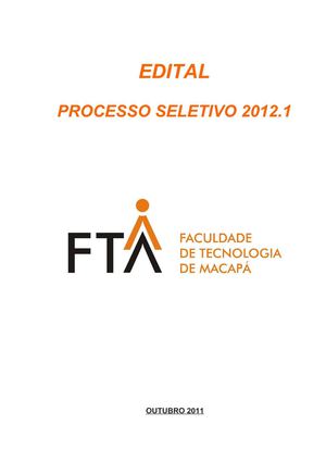 Edital do Vestibular FTA - Macapá 2012.1