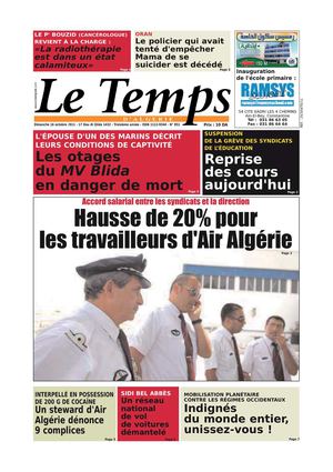 Le Temps d'Algérie Edition du Dimanche 16 Octobre 2011