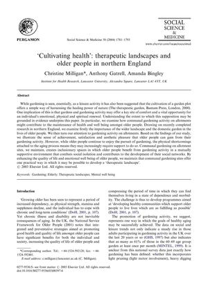 Cultivating Health: Therapeutic Landscapes and Older People