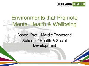 Environments that Promote Mental Health and Wellbeing