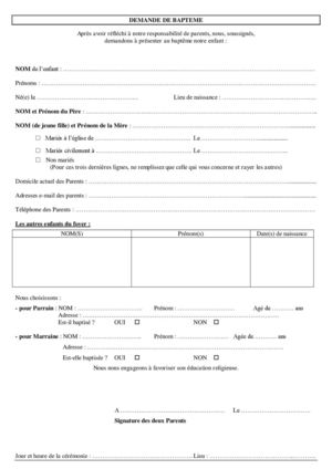 Inscription au baptême