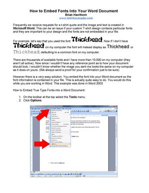 Embedding Your Fonts in MS Word