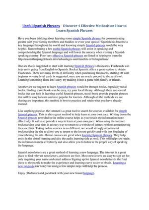 Useful Spanish Phrases, The 4 Most Effective Ways Of Learning How To Speak Spanish