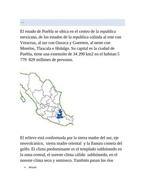 Monografía estatal del estado de Puebla