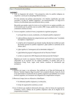 Pueblos originarios que habitan en Argentina - actividades