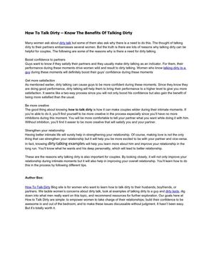 How To Talk Dirty – Know The Benefits Of Talking Dirty