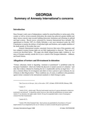 GEORGIA Summary of Amnesty International’s concerns  