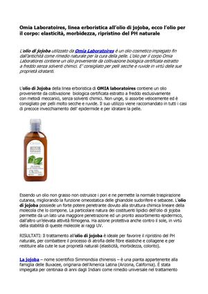 Olio corpo: Trattamento Omia Laboratoires olio di jojoba per la cura della pelle