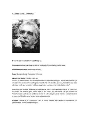 Bibiografia de Gabriel Garcia Marquez