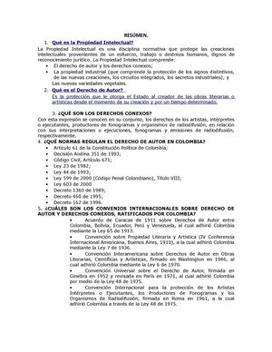 resumen derecho de autor