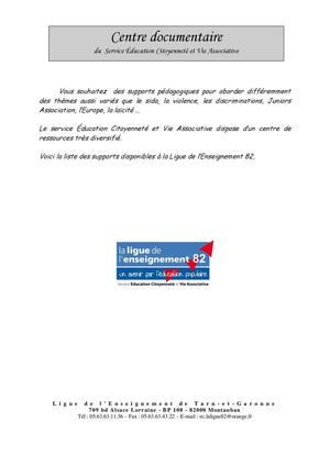 Centre documentaire - Ligue de l'enseignement 82