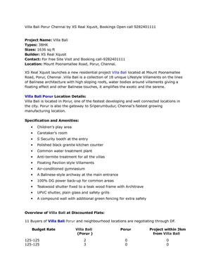 Villa Bali Porur Chennai by XS Real Xqusit, Bookings Open call 9282401111