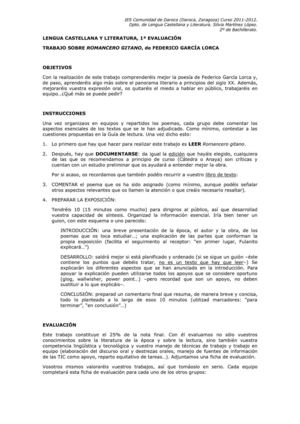 TRABAJO SOBRE "ROMANCERO GITANO"