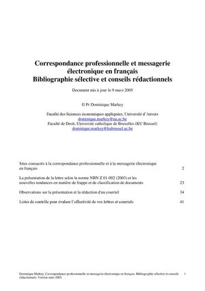 Correspondance professionnelle et messagerie 