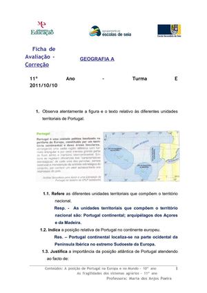 correção 1º teste