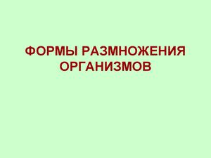 Формы размножения