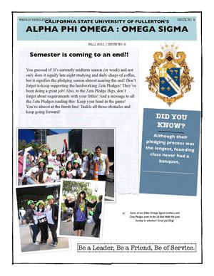Omega Sigma's Weekly Newsletter: Issue 9