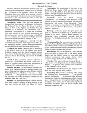 The Parts of the Mass and the Eucharistic Prayer