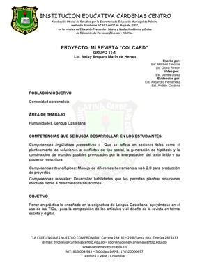 Proyecto 1: revista colcard