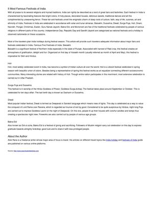 Five Famous Festivals in India