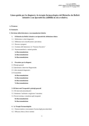 Linee-guida per la diagnosi e la terapia farmacologica del Disturbo da Deficit Attentivo con Iperattività (ADHD) in età evolutiva