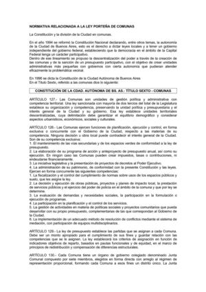 NORMATIVA RELACIONADA A LA LEY PORTEÑA DE COMUNAS