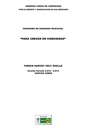 Programa de Gobierno - "Para Crecer en Comunidad"