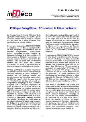 InFOéco  n°33 – 20 octobre 2011