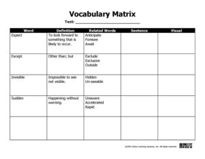 Vocabulary Matrices