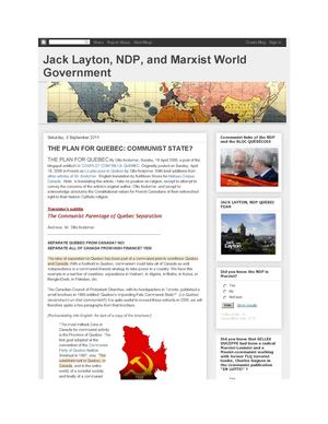 THE PLAN FOR QUEBEC: COMMUNIST STATE (Jack and Gilles Went Up the Hill.blogspot.com 2011 09)
