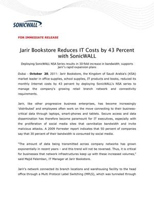 Jarir Bookstore Reduces IT Costs by 43 Percent with SonicWALL