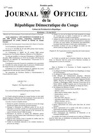 3.	ARRETE MINISTERIEL N°107/CAB/MIN/ECN-T/15/JEB/09 DU 20 AOUT 2009 PORTANT CREATION, COMPOSITION, ORGANISATION ET FONCTIONNEMENT DU COMITE NATIONAL DE PILOTAGE  DU ZONAGE FORESTIER.