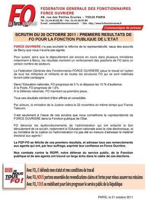 communiqué de presse 21 octobre 2011
