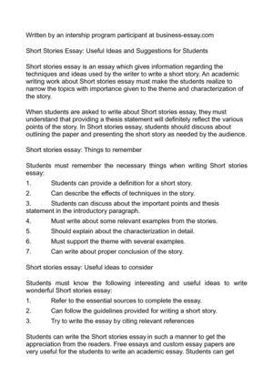 Реферат: Short Stories Essay Research Paper Short StoryShort