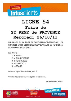 Perturbation Bus mercredi 26 septembre toute la journée